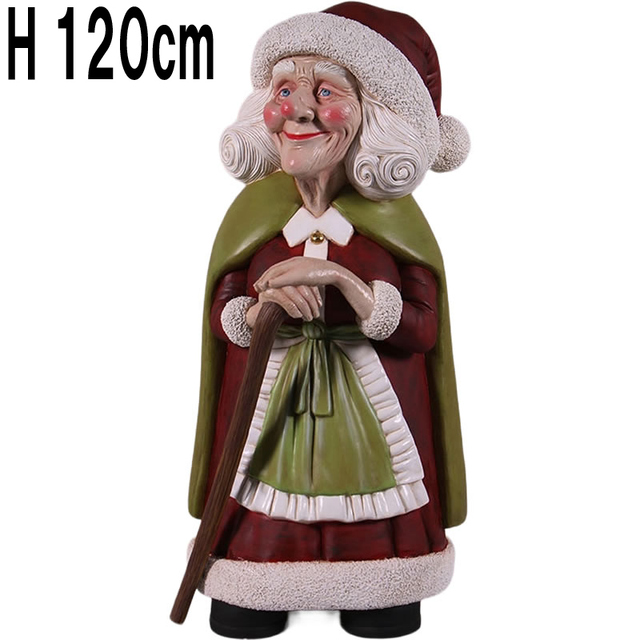 ビンテージサンタクロースミセス / Vintage Mrs. Santa 4ft w / Cane  FRPアートオブジェ 【商品番号：m-fr250112】