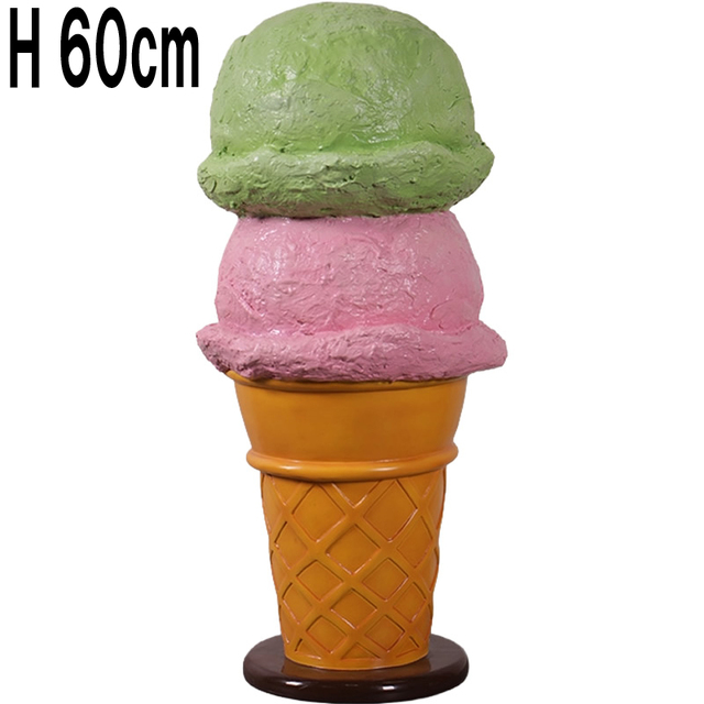 アイスクリーム・抹茶ストロベリー / Ice Cream 2ft - Gelato 2 Scoops  FRPアートオブジェ 【商品番号：m-fr250119】