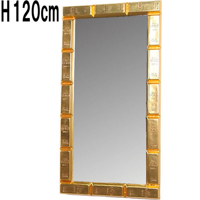 ゴールドバー長方形ミラー / RECTANGULAR MIRROR GOLD BAR - Gold  FRPアートオブジェ 【商品番号：m-fr260029】