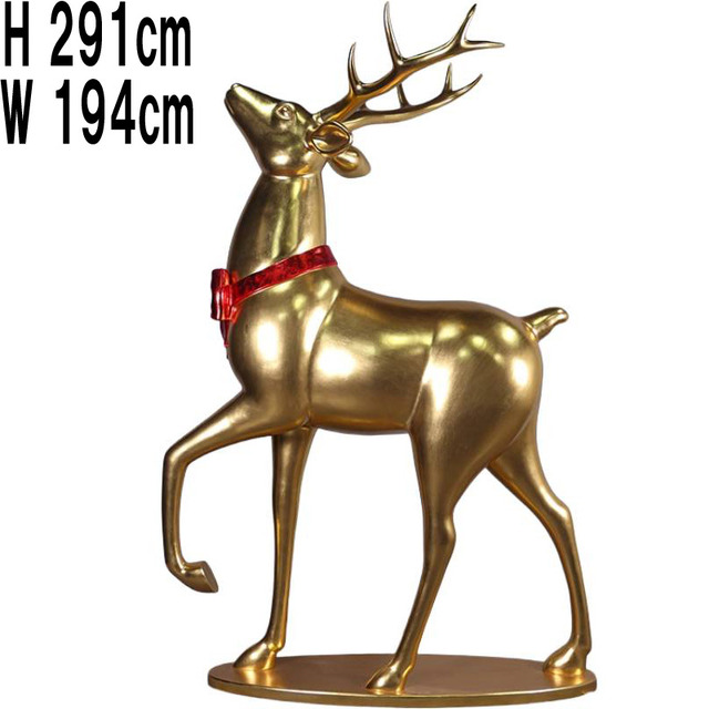 クリスマスリーフトナカイ・ゴールド仕上げ / Majestic Stag 290cm Tall  FRPアートオブジェ 【商品番号：m-fr260106GL】