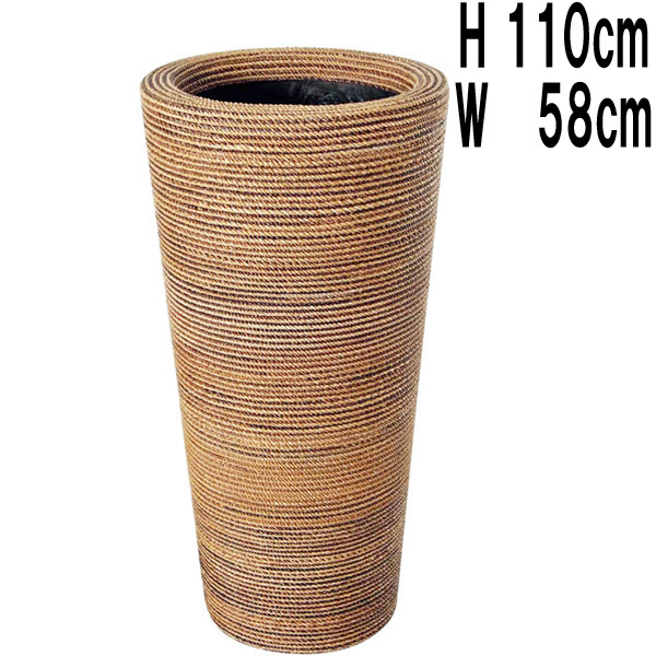 タンブラー型プランター（縄編柄） / Round Planter 58x110cm FRPアートオブジェ 【商品番号：m-fr8WE110】