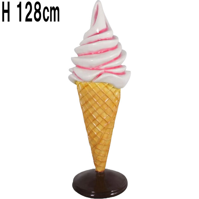 ソフトクリームストロベリー / Ice Cream w/out Chocolate Stick on Base - Strawberry  FRPアートオブジェ 【商品番号：m-frJR0053SB】