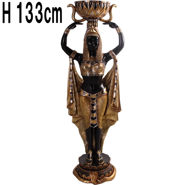 杯を持つエジプト風 女性像135cm / EGYPTIAN FEMALE PLANTER 4 FT  FRPアートオブジェ 【商品番号：m-frplef4】