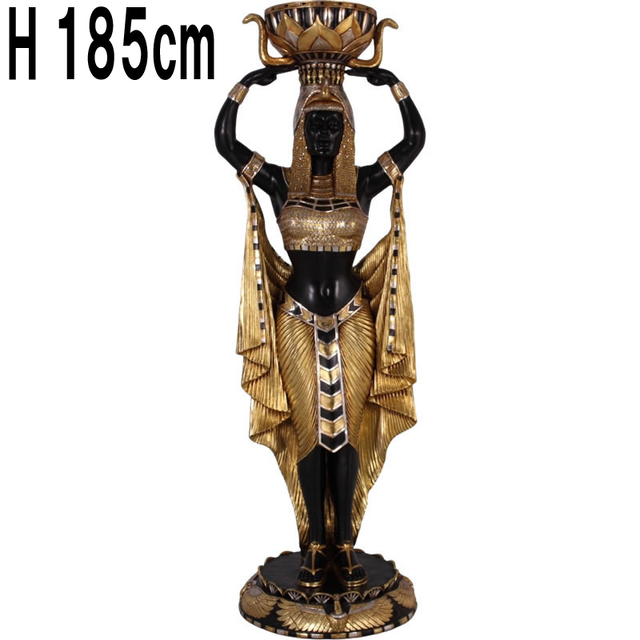 杯を持つエジプト風 女性像185cm / EGYPTIAN FEMALE PLANT HOLDER  FRPアートオブジェ 【商品番号：m-frplegf】