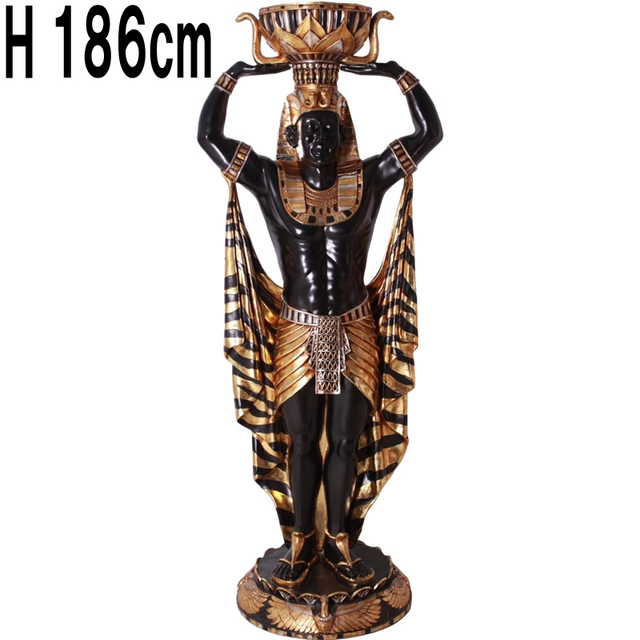 杯を持つエジプト風 男性像186cm / EGYPTIAN MALE PLANT HOLDER  FRPアートオブジェ 【商品番号：m-frplegm】