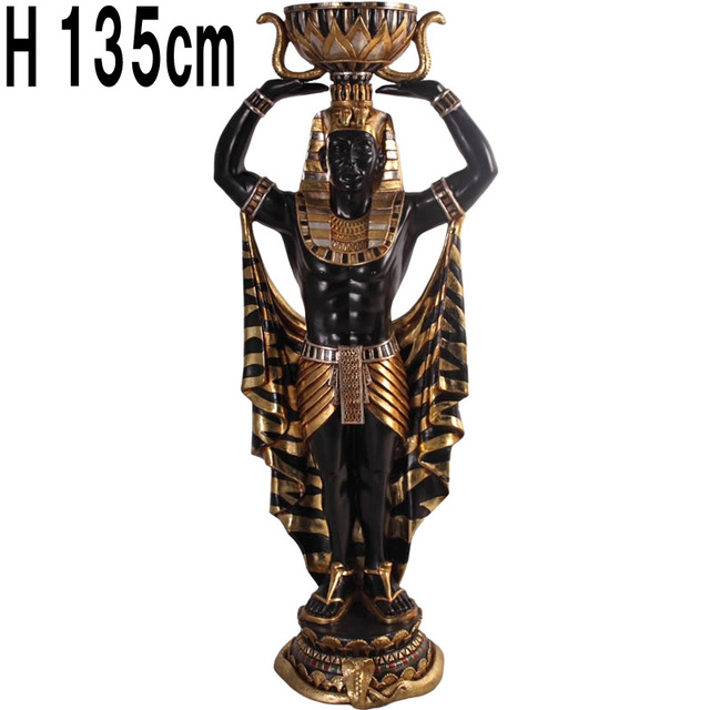 杯を持つエジプト風 男性像135cm / EGYPTIAN MALE PLANTER 4 FT.  FRPアートオブジェ 【商品番号：m-frplem4】