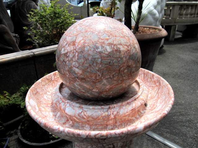 天然大理石 開運風水噴水 ファウンテン（薄紅うすべに） 【商品番号：m