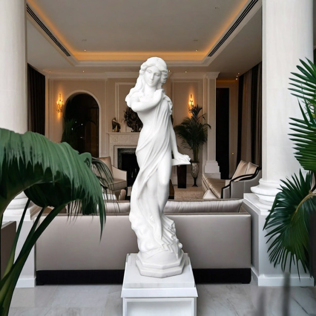 天然大理石を彫刻した石像で、月の女神をモチーフにして製作した石像を