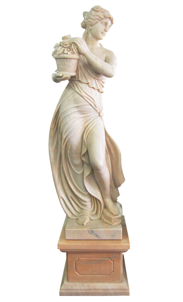 天然大理石彫刻（石像） 花かごを持つヴィーナス（春） 女性像 の販売