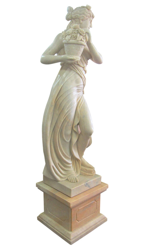 天然大理石彫刻（石像） 花かごを持つヴィーナス（春） 女性像 の販売