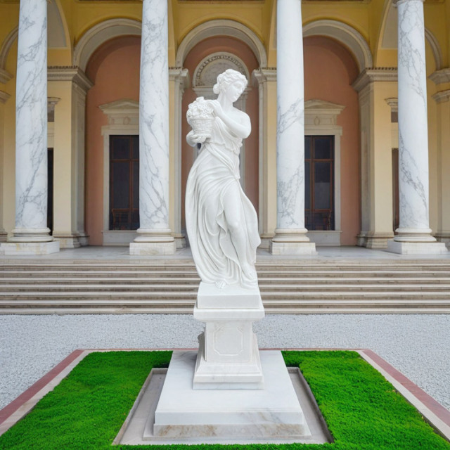 天然大理石彫刻 花かごを持つヴィーナス（春）｜女性像・ヴィーナス像