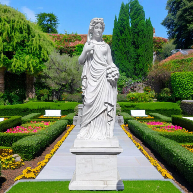 天然大理石彫刻 季節の乙女（秋） 【商品番号：m-hat088-2405】 の販売