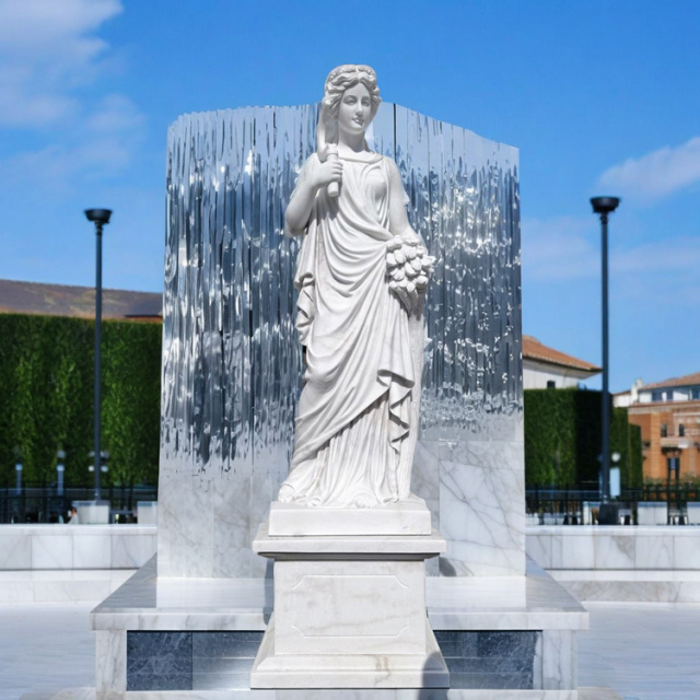 天然大理石彫刻 季節の乙女（秋） 【商品番号：m-hat088-2405】 の販売