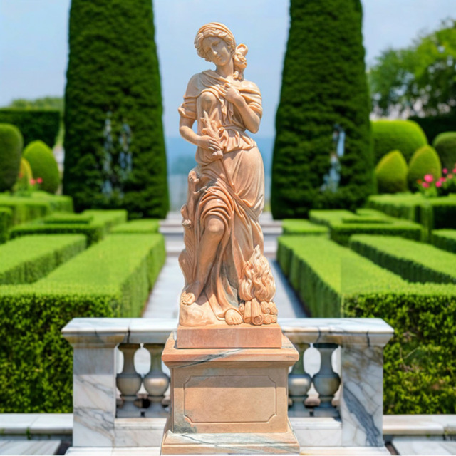 天然大理石彫刻 ぬくもりのヴィーナス（冬） ピンク 【商品番号：m