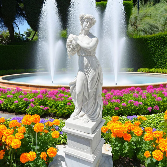 天然大理石彫刻 葡萄を抱えるヴィーナス（夏）｜女性像・ヴィーナス像