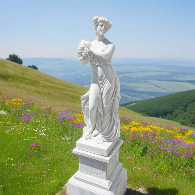 天然大理石彫刻 葡萄を抱えるヴィーナス（夏）｜女性像・ヴィーナス像