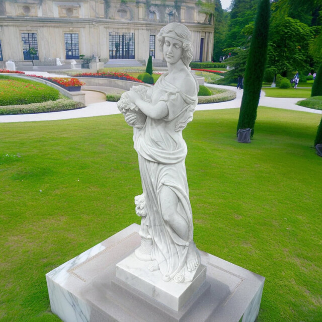 天然大理石彫刻 薔薇を抱えるヴィーナス｜女性像・ヴィーナス像