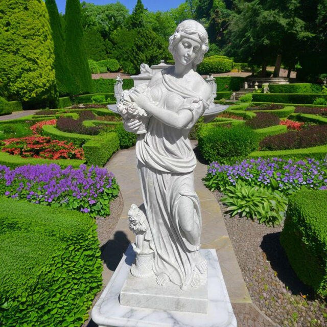 天然大理石彫刻 薔薇を抱えるヴィーナス 【商品番号：m-hat102-2405】