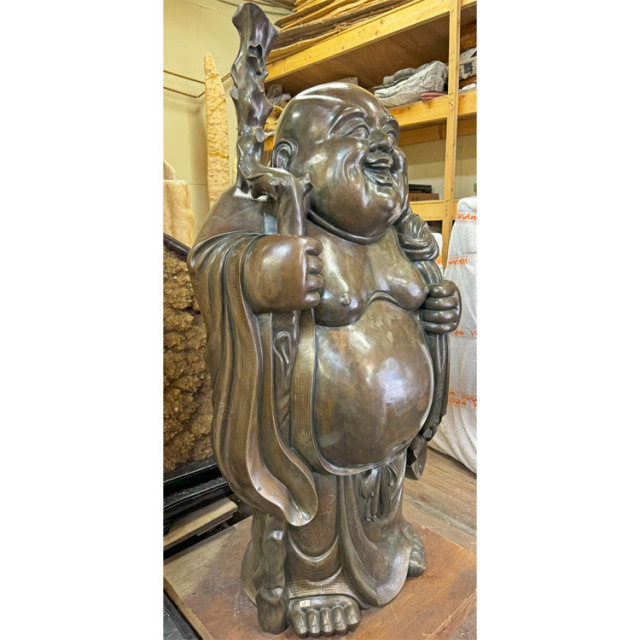 唐金 『布袋』 高さ約1m30cm 銀象嵌入り 七福神 開運 ブロンズ 銅