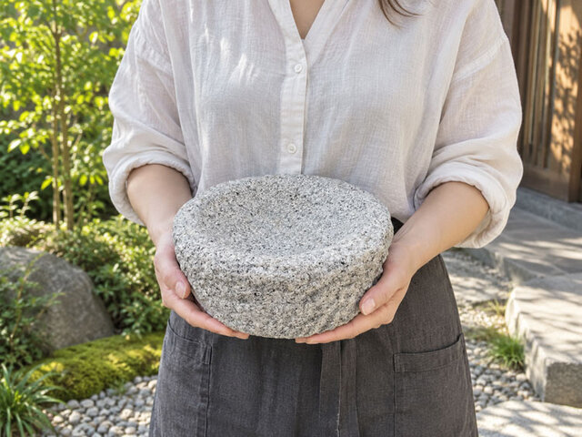 送料無料!! 天然石 御影石 ミニ つくばい 水鉢 φ20cm バードバス 石