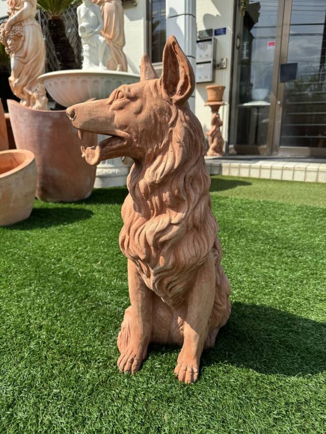牧羊犬 テラコッタ オブジェ