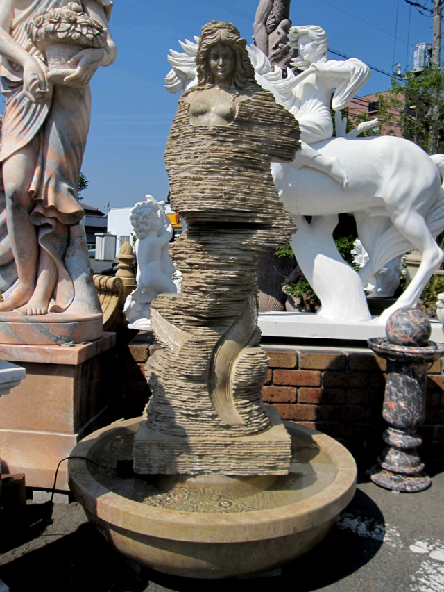 天然大理石噴水 マーメイドファウンテン－人魚の噴水－（色：ベージュ