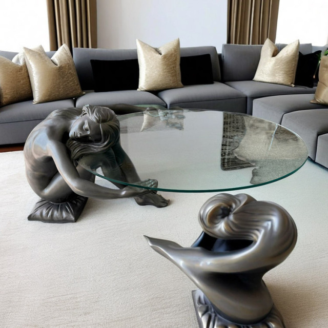 ガラス テーブル 女性像
