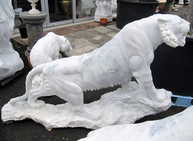 大理石彫刻【寅・虎・トラ】 ペア 干支の置物 招福 縁起物 干支