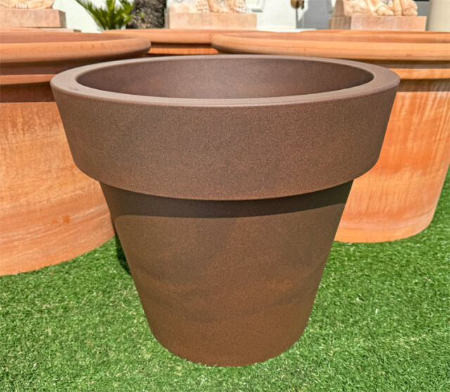イタリア製 セラルンガ プランター イコン 60cm径 ブラウン 植木鉢 軽量 樹脂製 Serralunga Ikon モダン デザイナーズ 鉢カバー