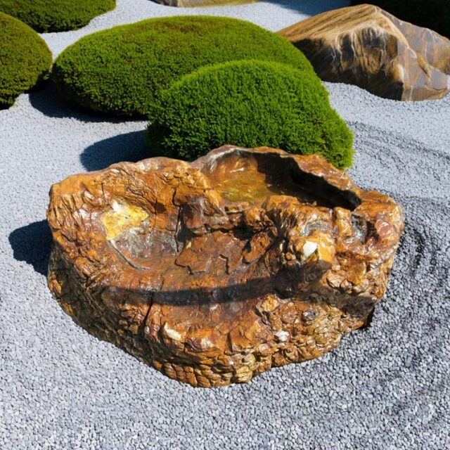 木化石 蹲 050 手水鉢 水鉢 銘石 珪化木 幅111cm 一点物 庭石 景石