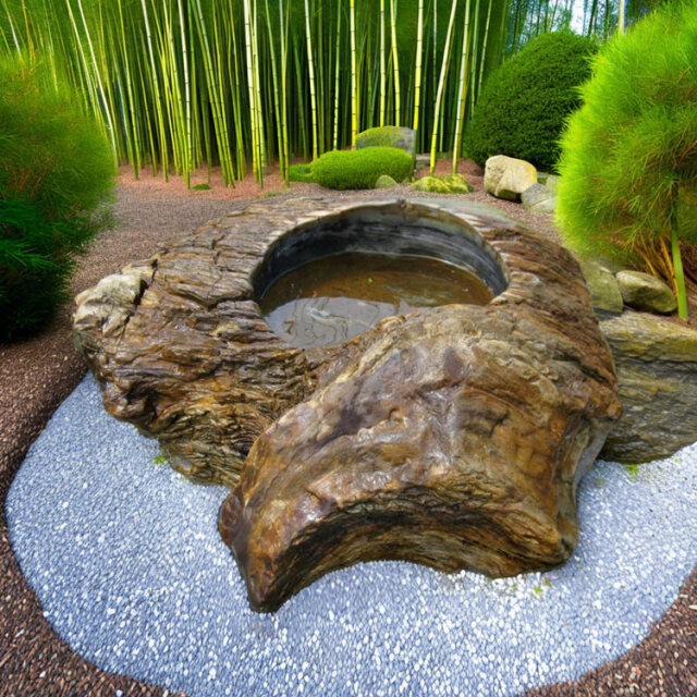 臼　石　庭石　ガーデニング　手水鉢　蹲 天然石 蹲(つくばい) 067 手水鉢【商品番号：m-ni067】