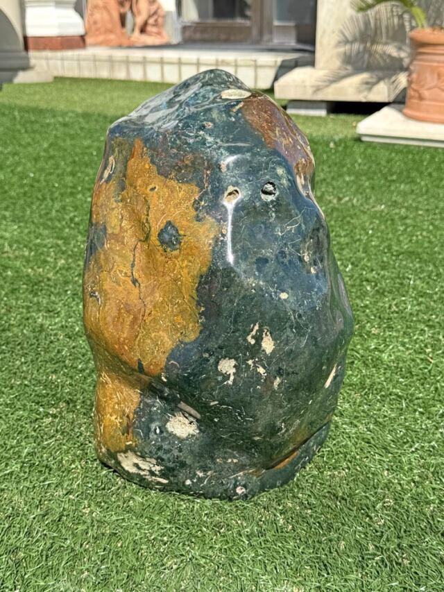 緑化石 水石 景石 磨き 39cm 鑑賞石 飾り石 置物 天然石 銘石 模様石