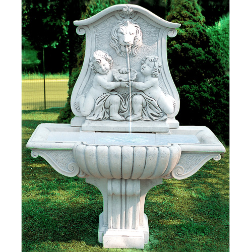 イタリア製壁泉　ライオンと子供NIZZA（循環ポンプ付）　【※商品番号：m-fo2645】