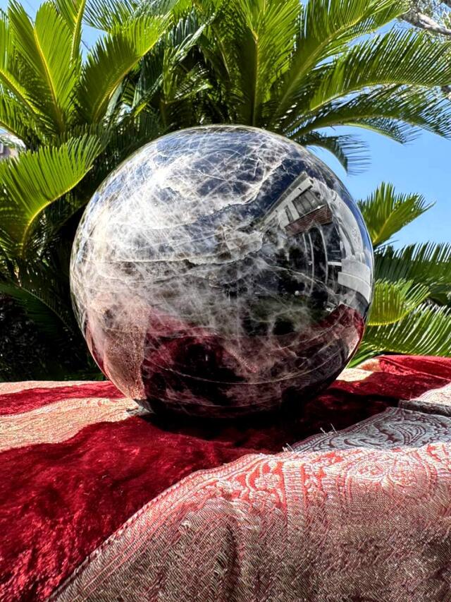 黒水晶 丸玉 約9.8kg モリオン 【商品番号：m-OKA2110-032】