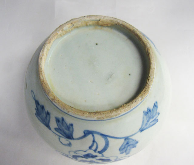 李朝 青花 菊花文壺 古美術 朝鮮 高さ10cm 韓国 染付 小壺