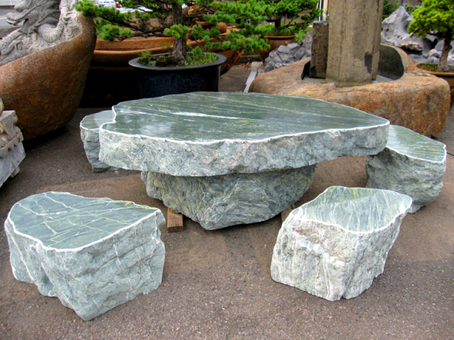 三波石 テーブル・イス5脚セット