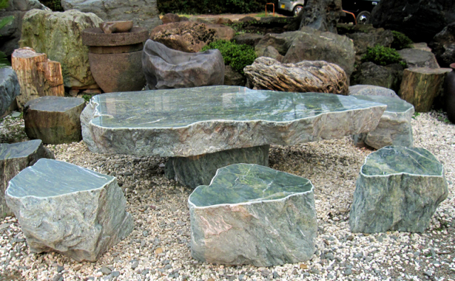 三波石 テーブル・イス5脚セット