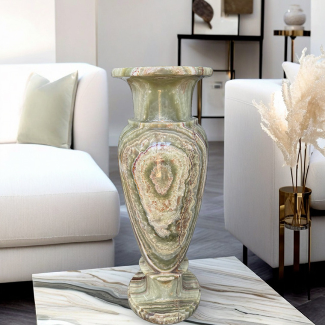 天然石の美しさ オニックス（オニキス） 花瓶B 【商品番号m-s1308-0266】