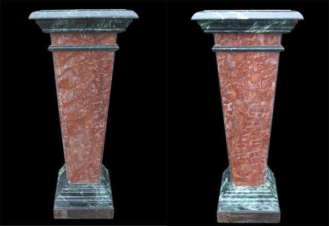 天然大理石製 スクエアポール ペア（台座・飾り台・壁付け可能）｜高級