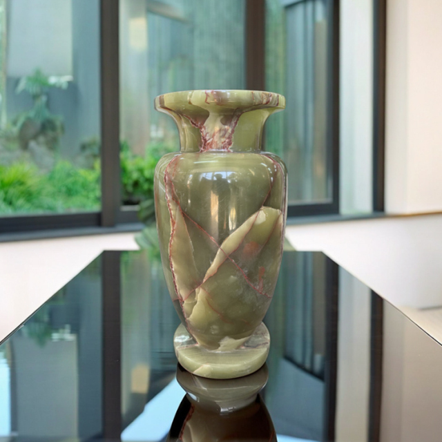 天然石の美しさ オニックス（オニキス） 花瓶 飾り壺 ONYX