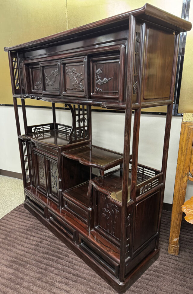 黒檀 飾り棚 W120cm アウトレット 展示品 【商品番号m-kk092】
