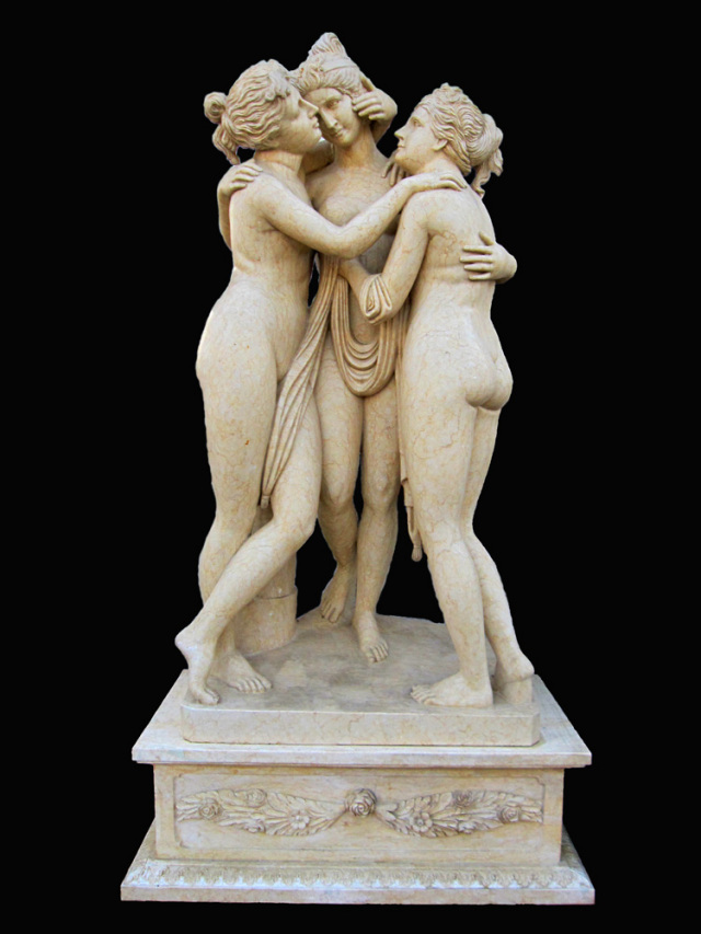 大理石彫刻 三美神の石像 アントニオ・カノーヴァの作品をモチーフに