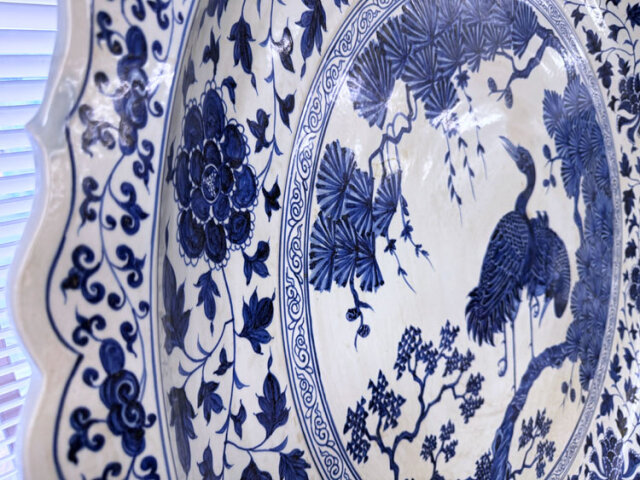 景徳鎮 青花鳳凰文大皿 【商品番号m-so002】