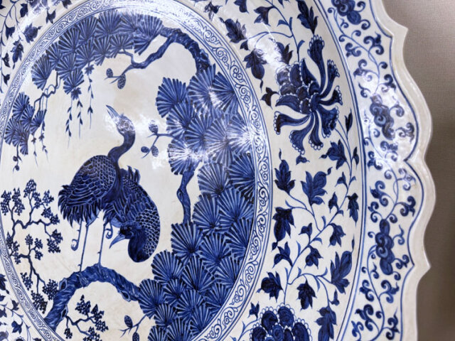 景徳鎮 青花鳳凰文大皿 【商品番号m-so002】