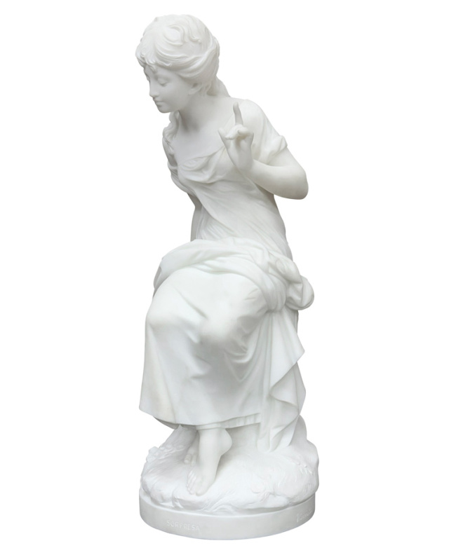 天然大理石彫刻女性像 「SORPRESA」 Franco cervietti工房サイン入り