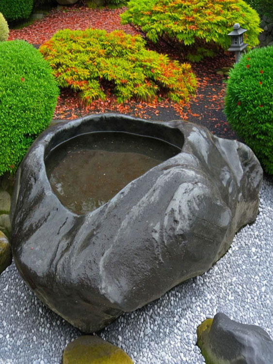 値下げ、つくばい手水鉢4点　庭園　　元箱入り 値下げ、つくばい手水鉢4点庭園元箱入り