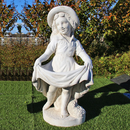 イタリア製石像（ガーデン オーナメント） スカートの少女 PU8103
