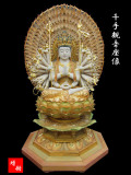 十一面観音菩薩（截金彩色・光背金箔仕上）の木彫り仏像