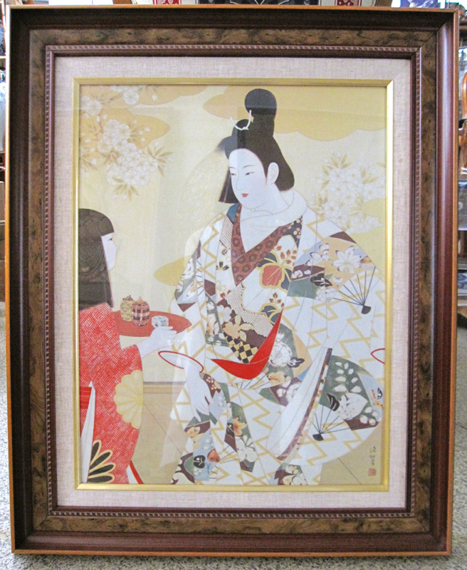 伊東深水 陶磁画 「吉野太夫」 【商品番号：m-it001】 