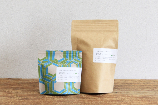 玄米茶ティーバッグ 静岡産つゆひかり煎茶・国産もち玄米使用 ひも付4ｇパック